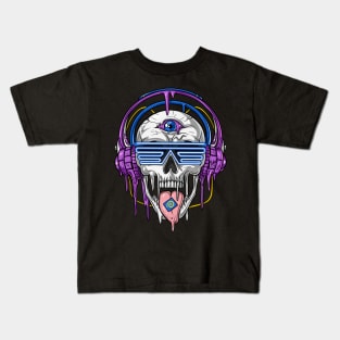 Psychedelic Melting Skull Kids T-Shirt